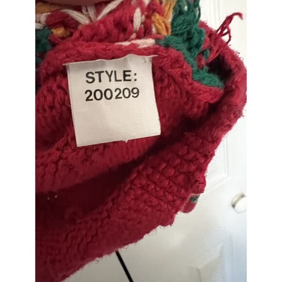 80s Northern Isles Hand Knit Ribbon Red Holiday Bow Sweater Medium Cottagecore - Picture 8 of 11